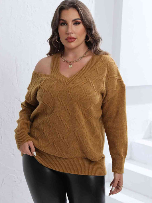 Plus Size Cutout Neck Sweater