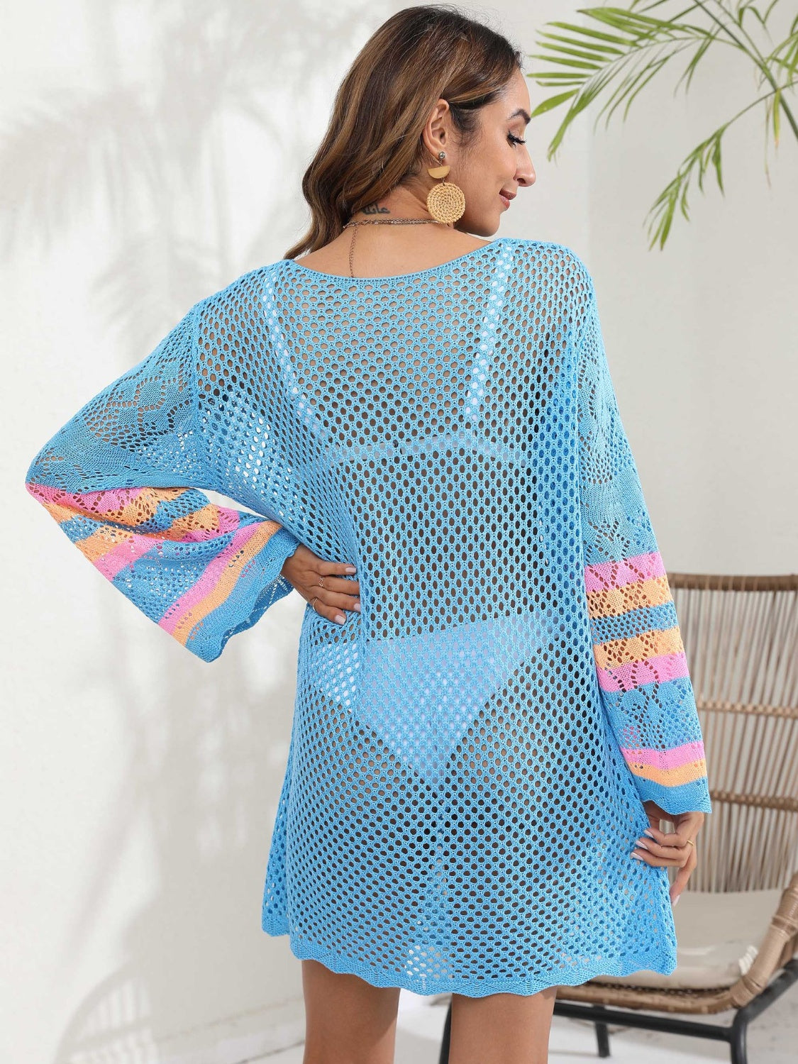Contrast Long Sleeve Cover Up