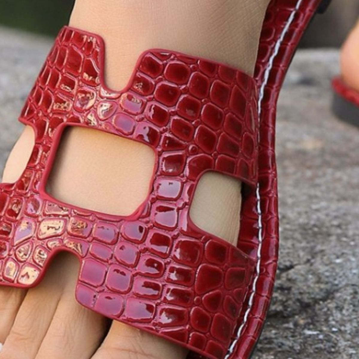Pattern Open Toe PU Leather Sandals