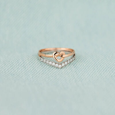 Knotted  Rose Gold Plated Heart Shape Ring