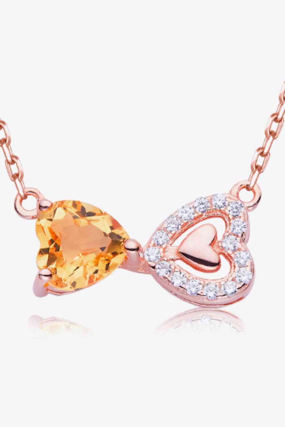 Citrine Heart 18K Rose Gold Plated Necklace