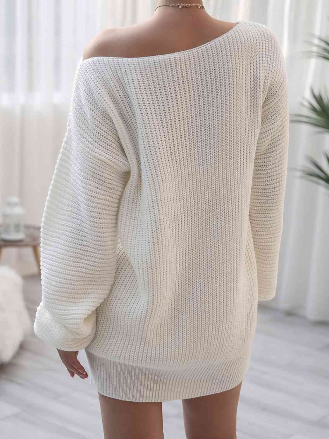 Rib Knit Mini Sweater Dress