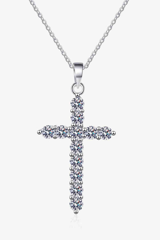 Cross Moissanite Pendant Chain Necklace