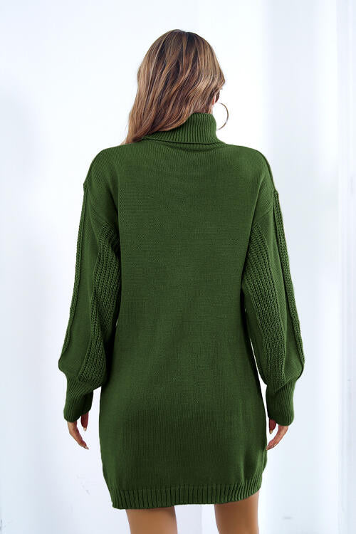 Turtleneck Long Sleeve Sweater Dress