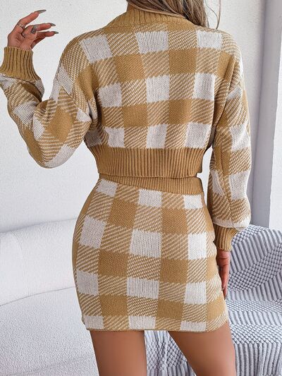 Sweater Round Neck Top and Skirt Set