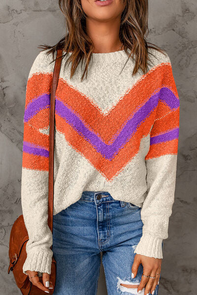 Contrast Dropped Shoulder Sweater