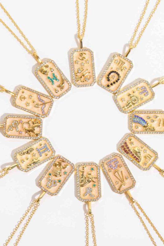 Constellation 14K Gold Plated Rhinestone Pendant Necklace