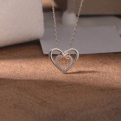 Heart Shape Zircon Sterling Silver Necklace