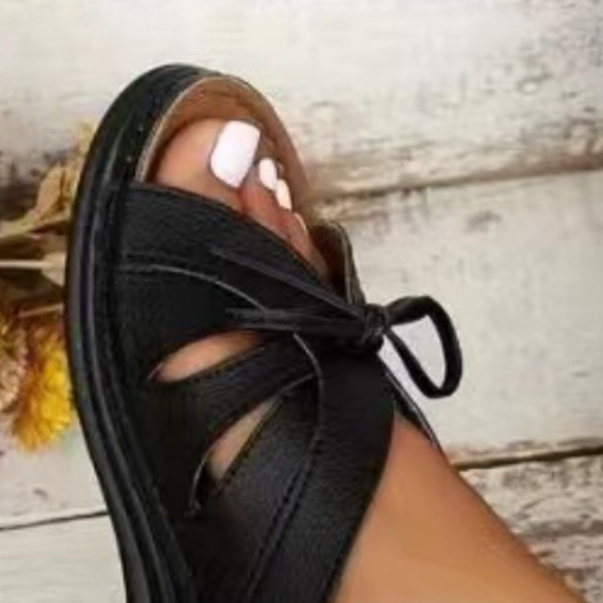 Tie Open Toe Low Heel Sandals