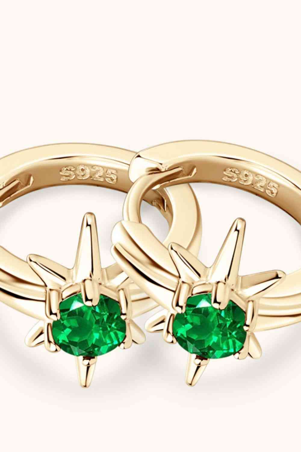 Emerald 18K Gold Plated Huggie Earrings