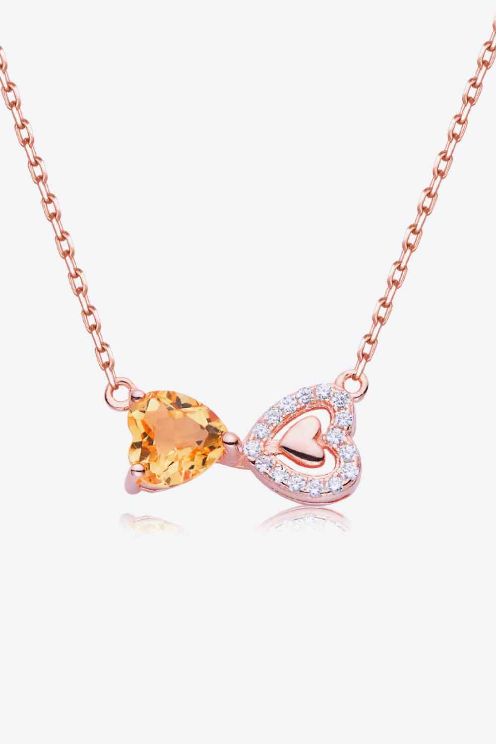 Citrine Heart 18K Rose Gold Plated Necklace