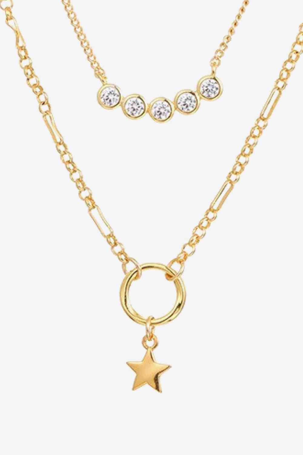 Star 18K Gold Plated Zircon Pendant Necklace