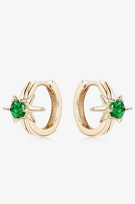 Emerald 18K Gold Plated Huggie Earrings
