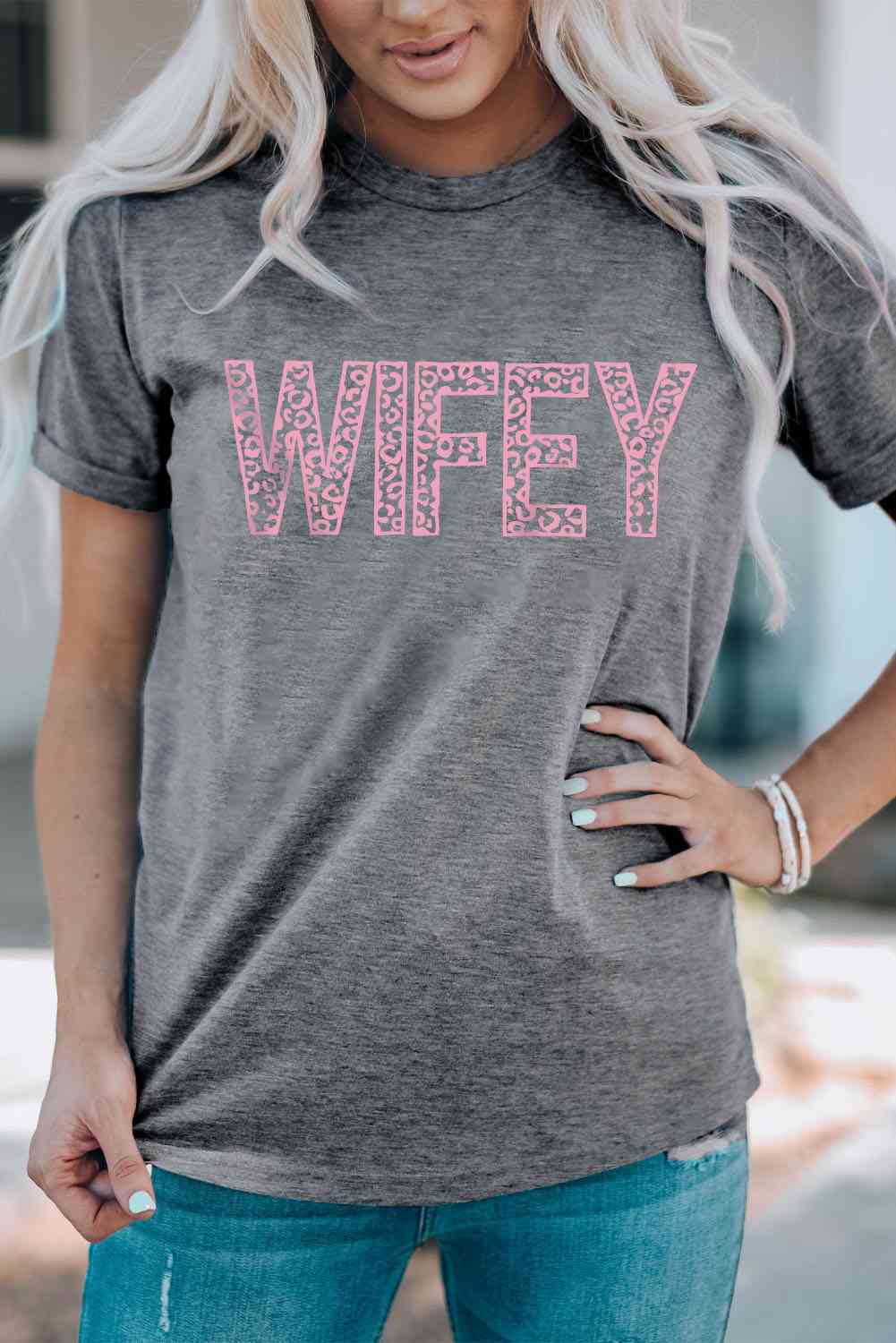 Wifey Leopard Graphic T-Shirt
