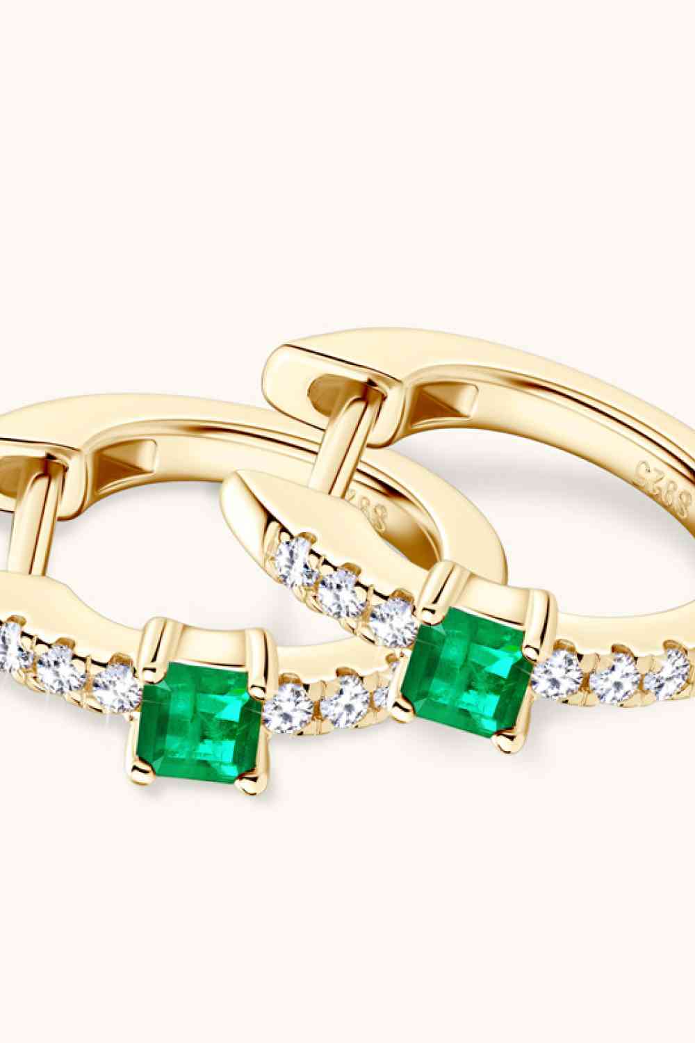 Emerald 18K Gold Plated Hoop Earrings