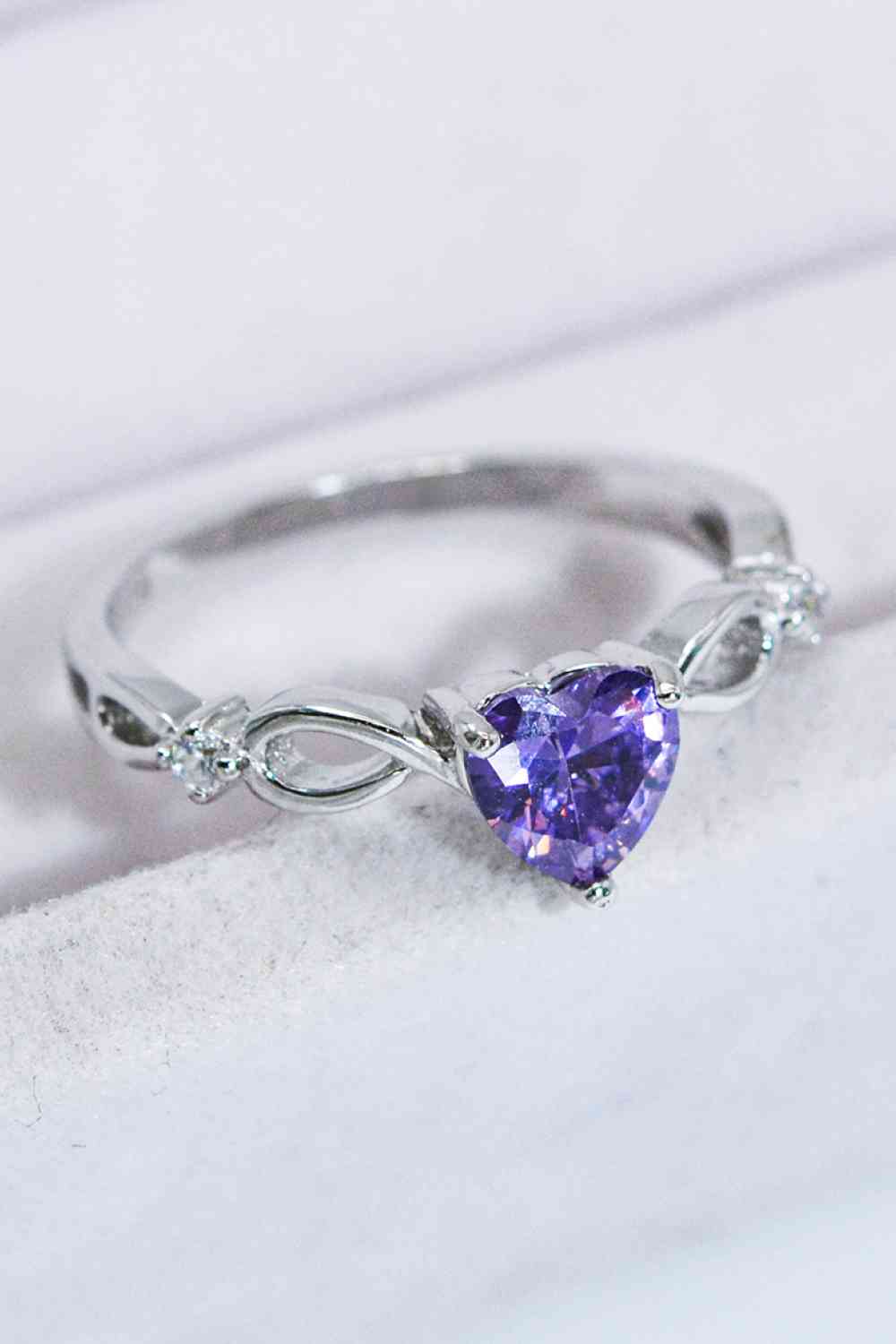 Crystal Heart Sterling Silver Ring