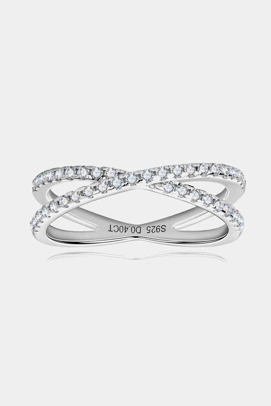Crisscross Moissanite Sterling Silver Ring