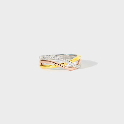 Crisscross 18K Gold Plated Sterling Silver Ring