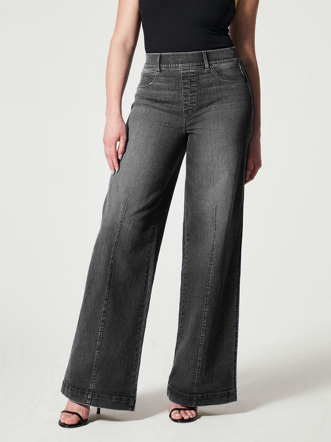 Washed Wide Leg Long Jeans