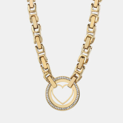 Cutout Heart Shape Zircon 18k Gold Plated Chain Necklace