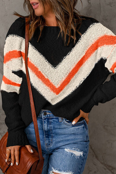 Contrast Dropped Shoulder Sweater