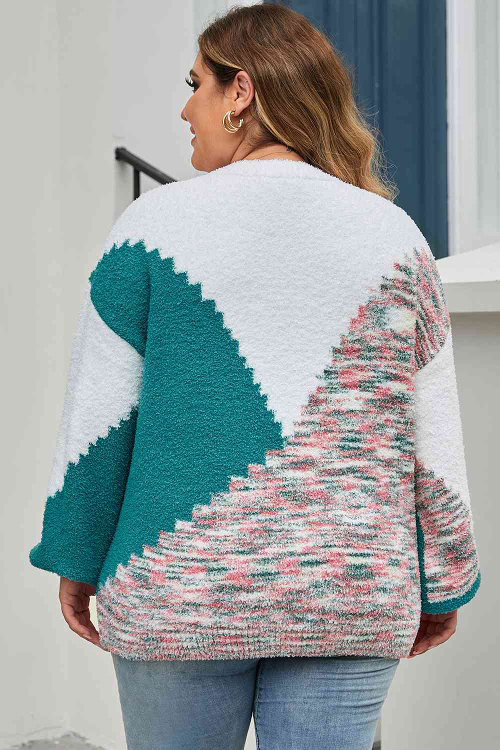 Plus Size Color Block Sweater