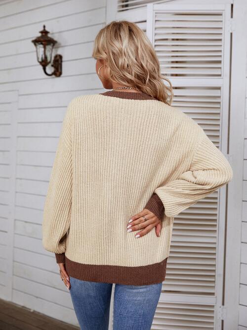 Button Round Neck Sweater