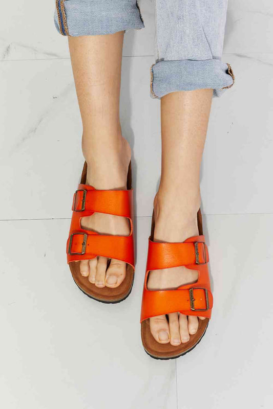Orange Double Banded Slide Sandals