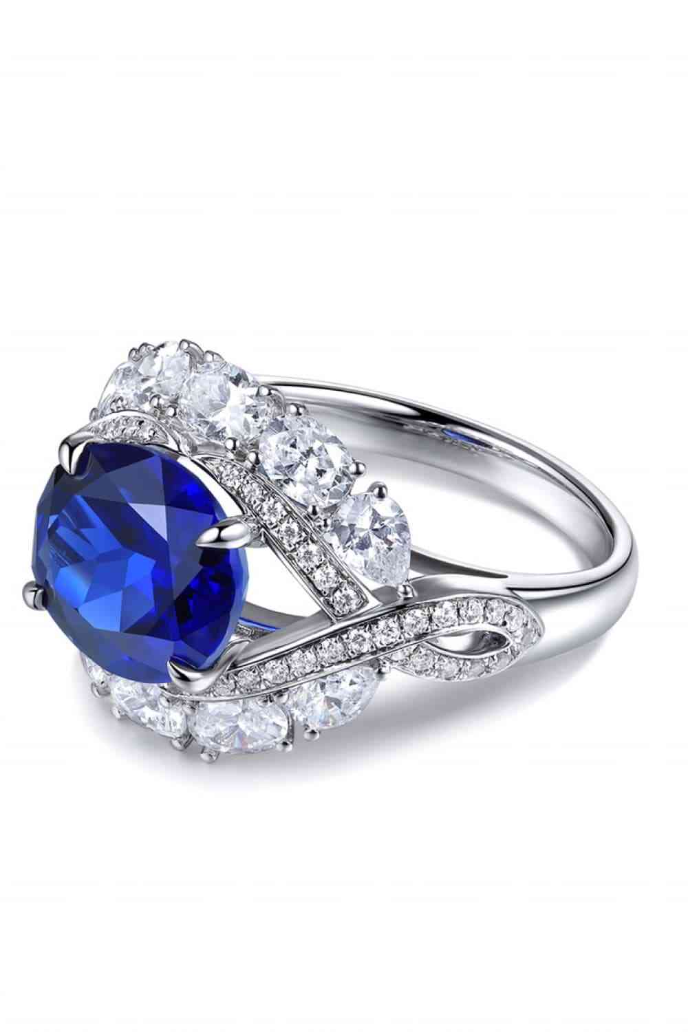 5 Carat Sapphire Platinum Plated Ring